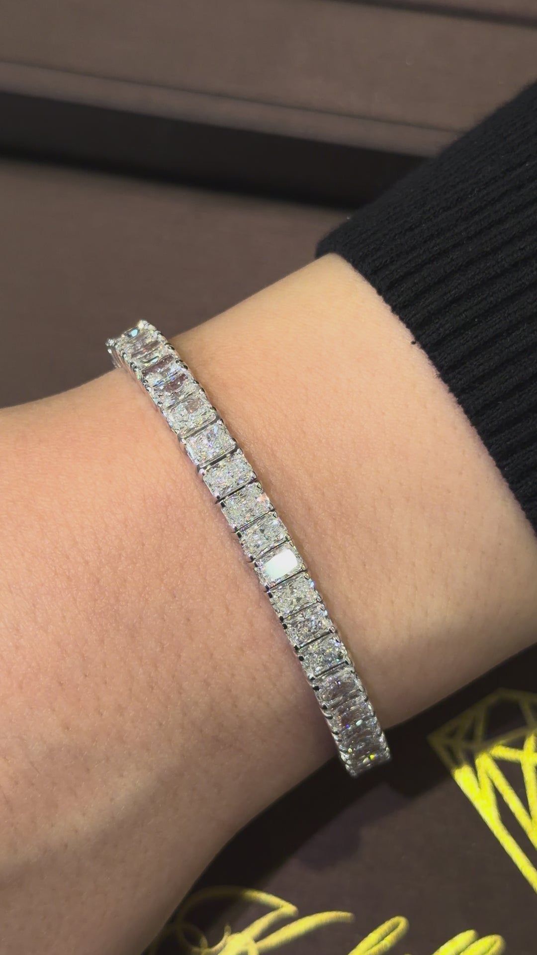 Pavilion white-gold diamond bracelet moving naturally on a wrist